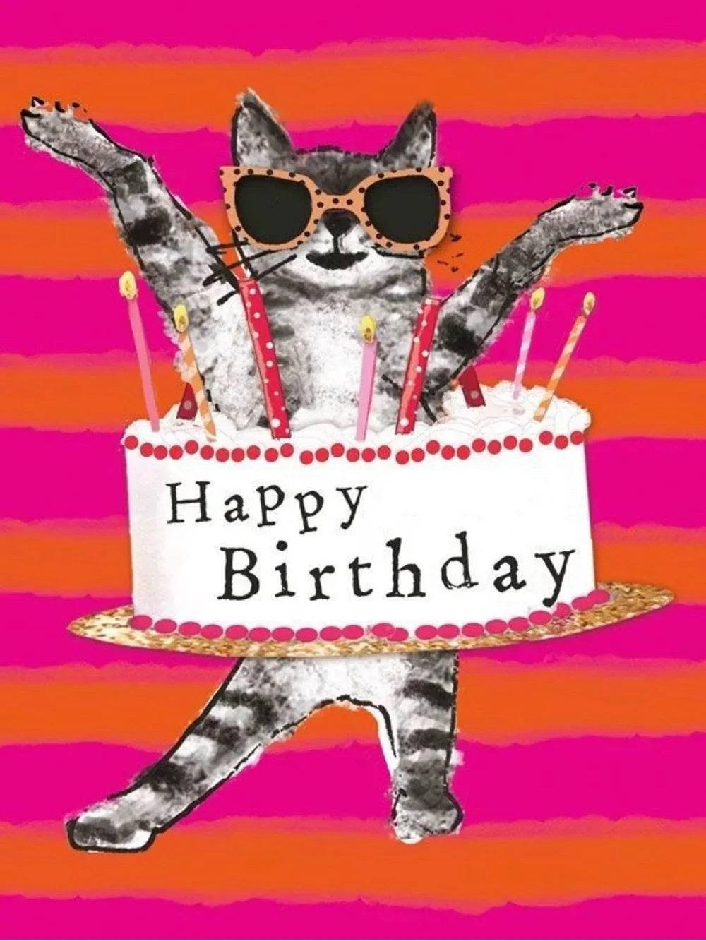 3 Pinterest Finds! So pretty! Birthday Cat Wall Art Print - Pink & Orange